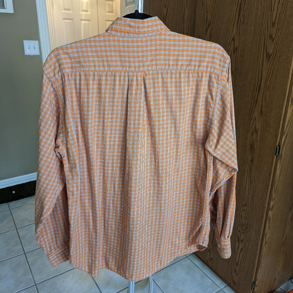 Ralph Lauren Large Men's Orange/White Check Long Sleeve Button Front Shirt - Picture 2 of 6